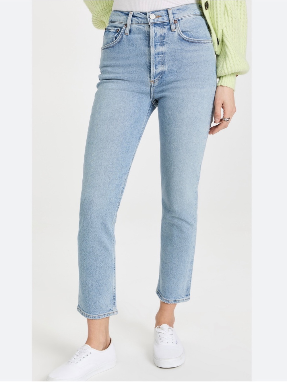 Agolde Riley High Waisted Crop Jeans in Shiver Wash Size 29